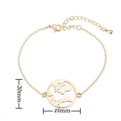 Chain Link World Map Bracelets & Bangles Jewelry Globe Bracelet Charm Travel Jewellery Gift Wanderlust Earth Bracelet