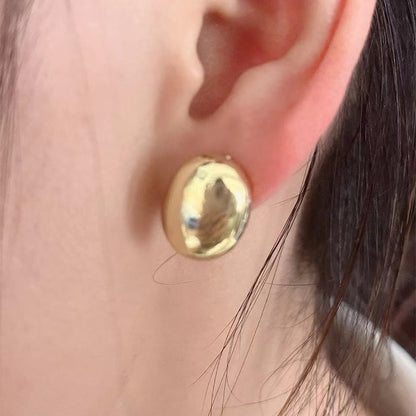 New Brass Teardrop Half Hollow Large Earrings Metal Smooth Ladies Jewellery