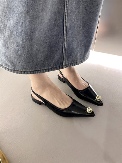 Flats Sandals Elegant Women Shoes Outdoor Female Footwear Shallow Fashion Metal Slides Ladies Sandals Shoes