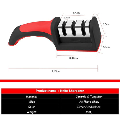 LMETJMA 3-Stage Knife Sharpener with 1 More Replace Sharpener Manual Kitchen Knife Sharpening Tool For all Knives KC0319