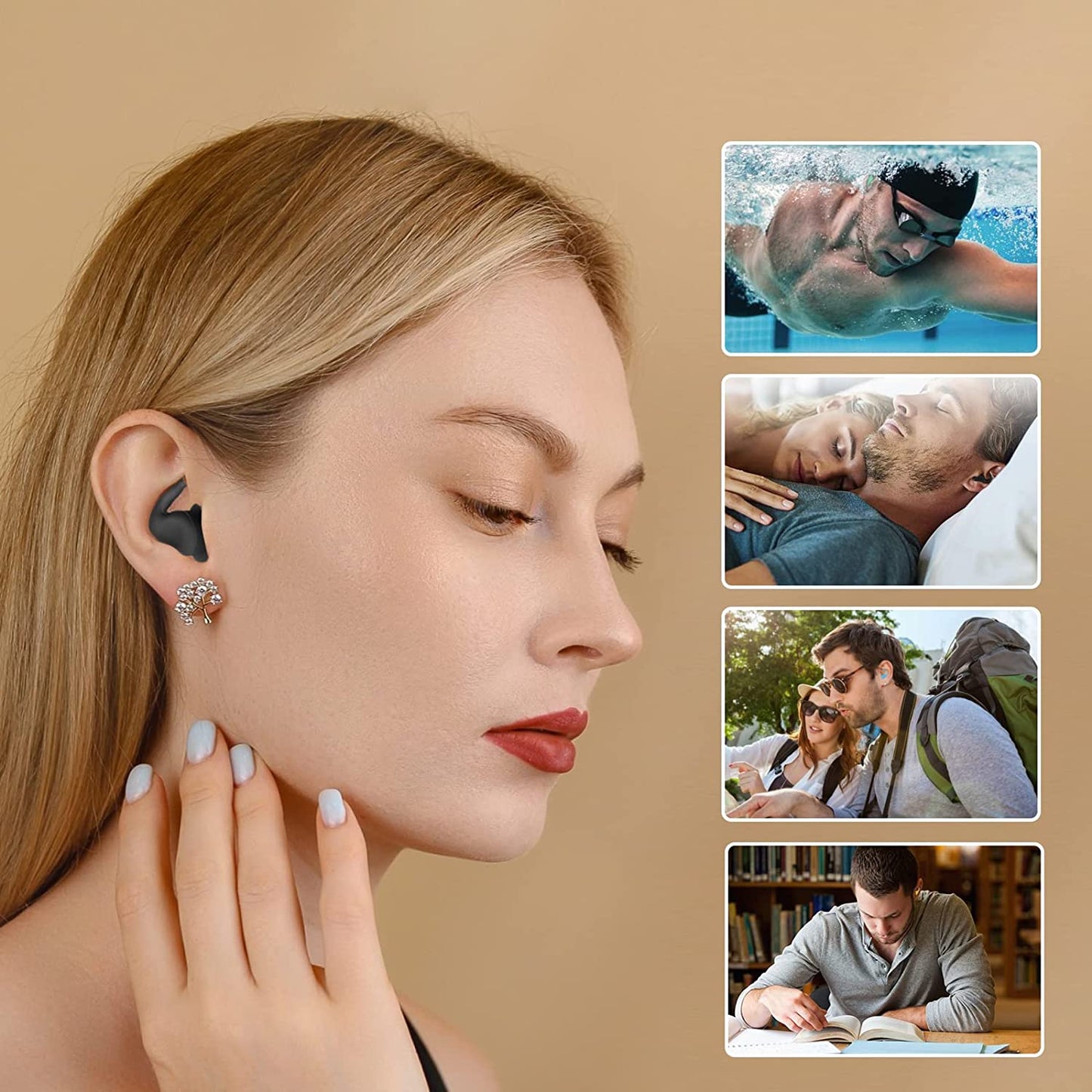 EarPlugs for Sleeping Noise Cancelling 2 PCS Reusable Silicone Earplugs Waterproof Noise Reduction for Sleeping, Swimming
